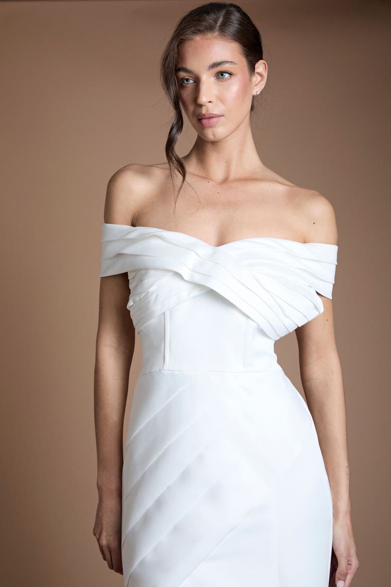Bandeau Fishtail Bridal Dress, Alternate, color, Ivory