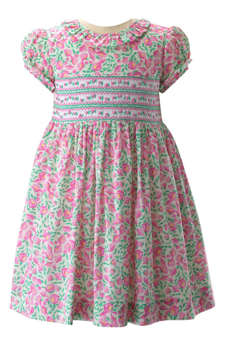 Rachel Riley Kids' Floral Smocked Dress, Main, color, Pink