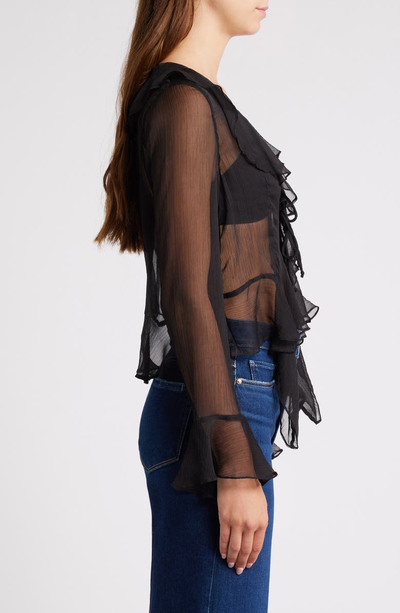 VERO MODA Millia Ruffle Tie Front Chiffon Top, Alternate, color, 