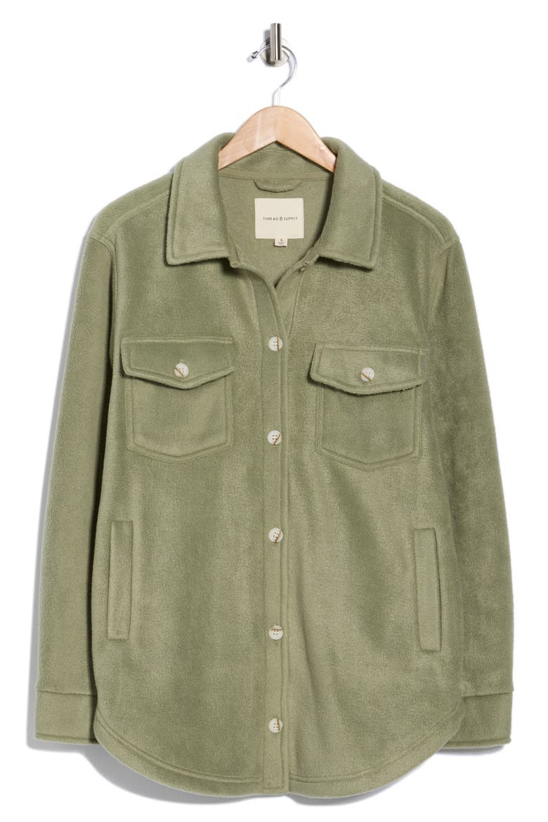 Polar Fleece Shacket, Alternate, color, OIL GREEN