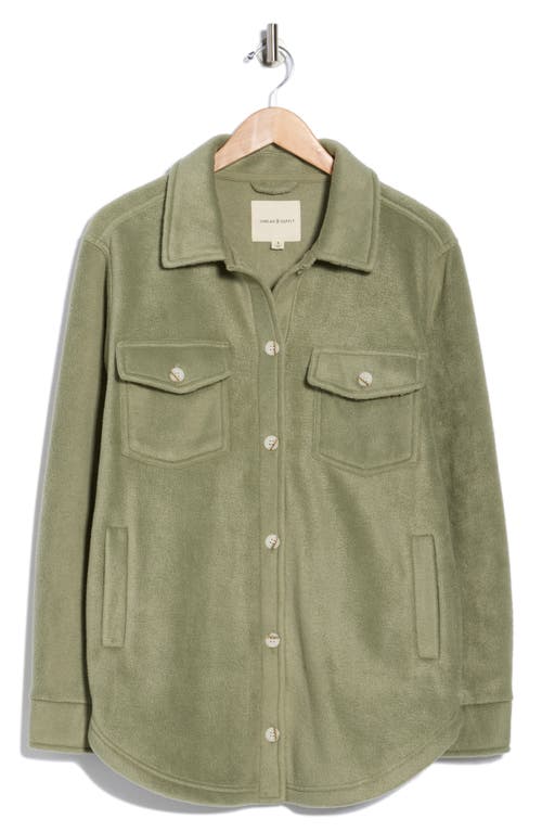 Thread & Supply Polar Fleece Shacket In Green