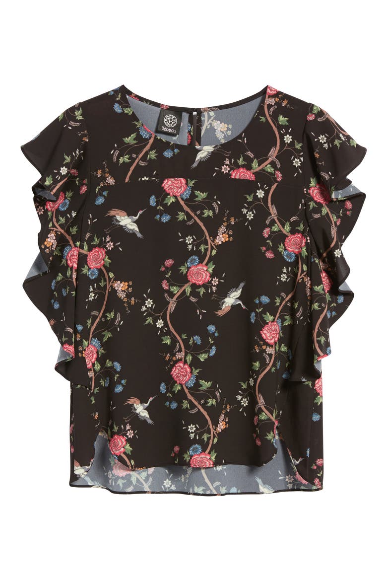 Ruffle Top, Alternate, color, BLACK MULTICOLOR FLORAL