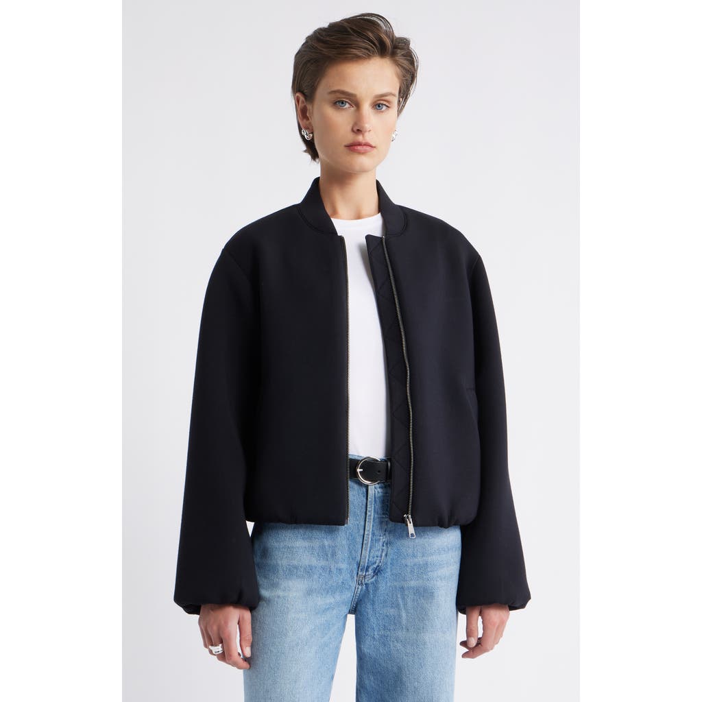 Nordstrom Scuba Knit Bomber Jacket In Black