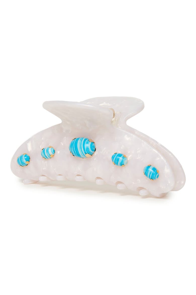 Large Cabochon Claw Clip, Alternate, color, TURQUOISE MULTI