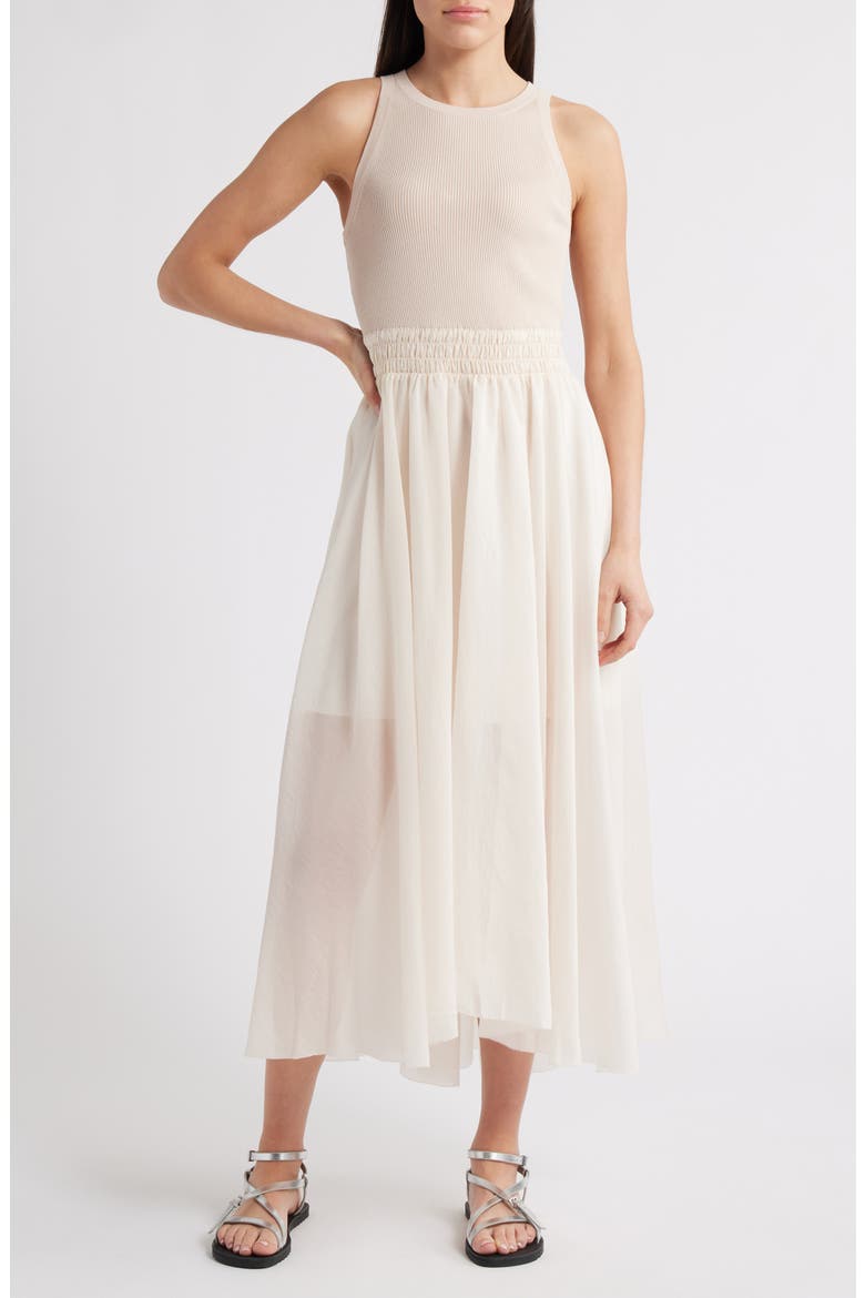 Zenia Sleeveless Asymmetric Hem Dress, Main, color, ALMOND WHITE