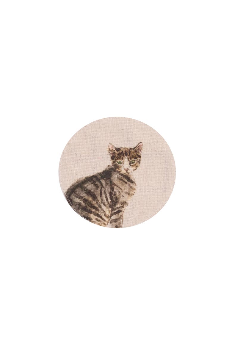 Vintage Cats Pet Cotton Set of 4 Drink Coasters 4", Alternate, color, Brown