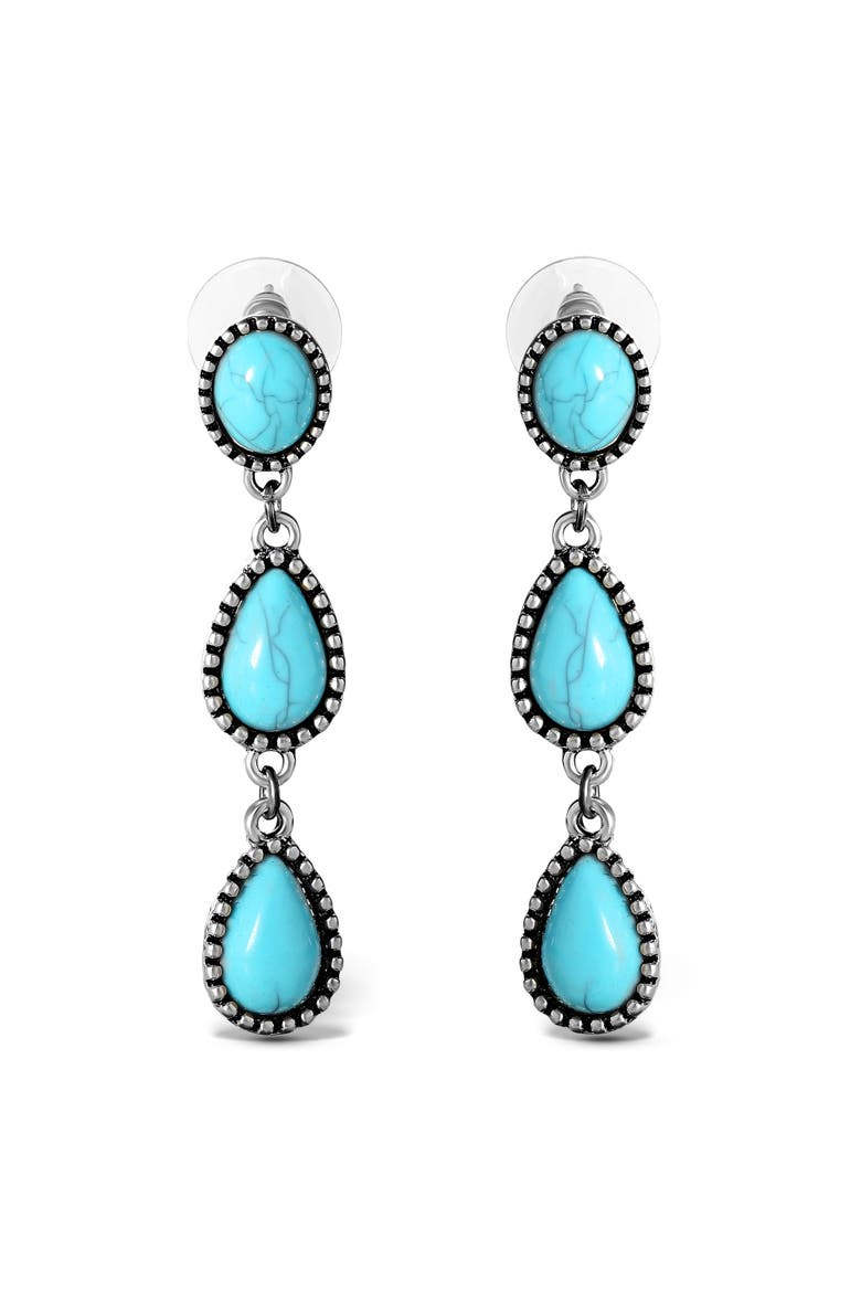 Three Stone Drop Earrings, Main, color, Silver, turquoise