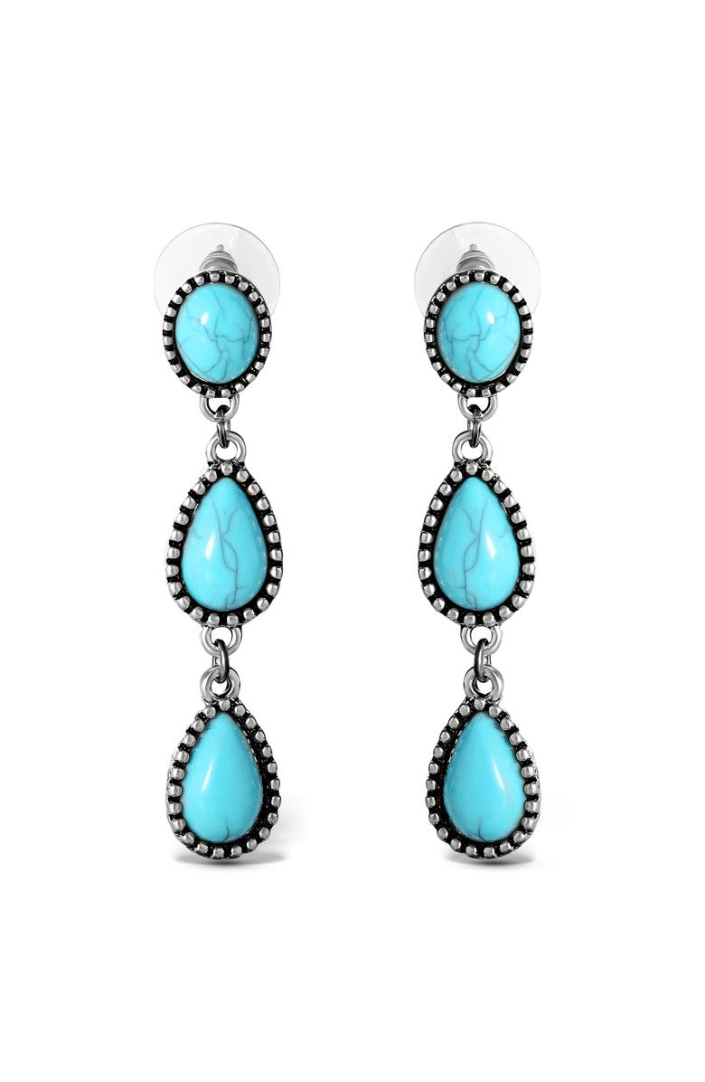 Jessica Simpson Three Stone Drop Earrings, Main, color, Silver, Turquoise