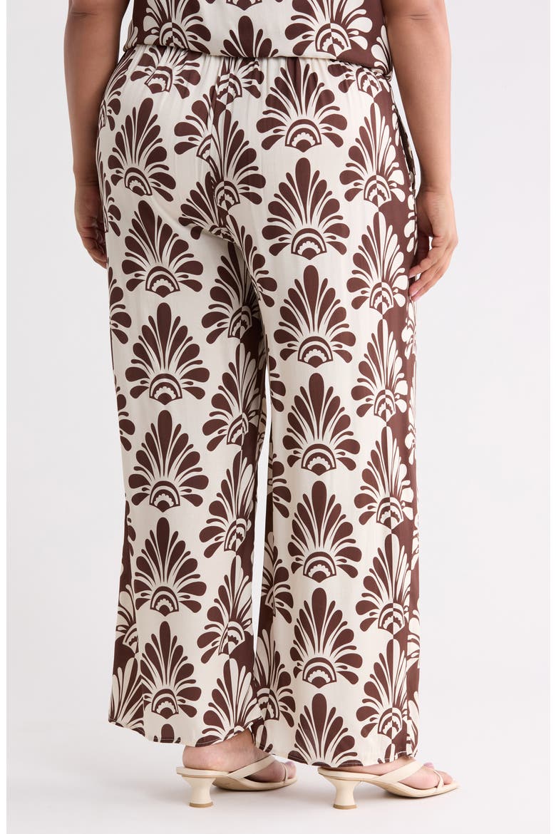 Print Pants, Alternate, color, IVORY/ BROWN FAN PRINT