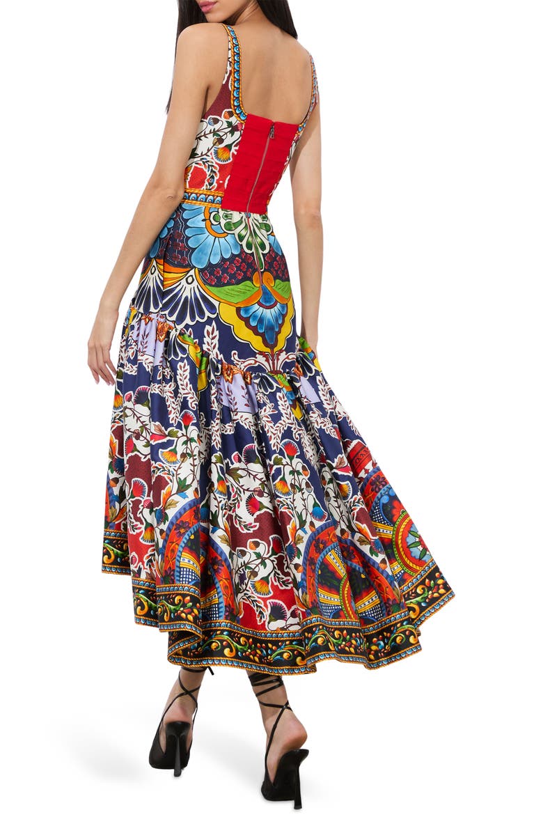 Alice + Olivia Diana Print High-Low Midi Dress, Alternate, color, 