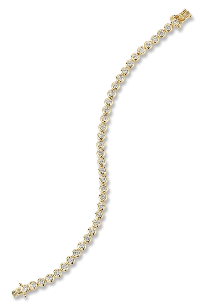 Rhodium Plated Cubic Zirconia Bezel Set Tennis Bracelet, Main, color, GOLD
