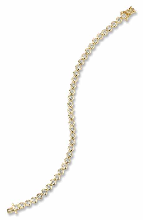 Rhodium Plated Cubic Zirconia Bezel Set Tennis Bracelet