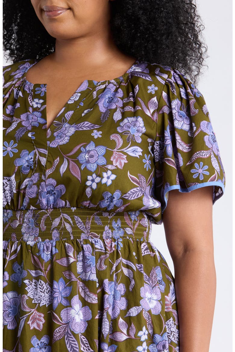 Ordy Floral Print Maxi Dress, Alternate, color, OLIVE-LAVENDER