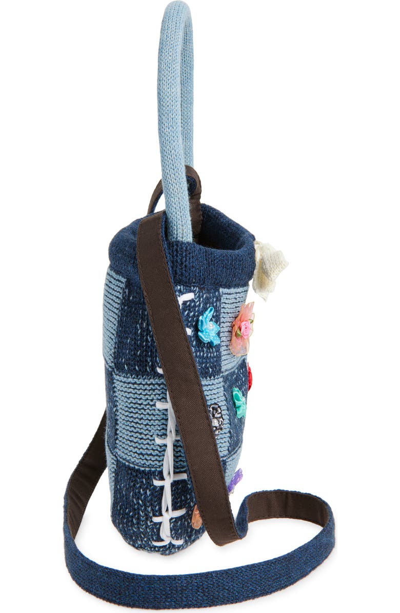 YanYan Embellished Check Cotton Knit Handbag, Alternate, color, Denim