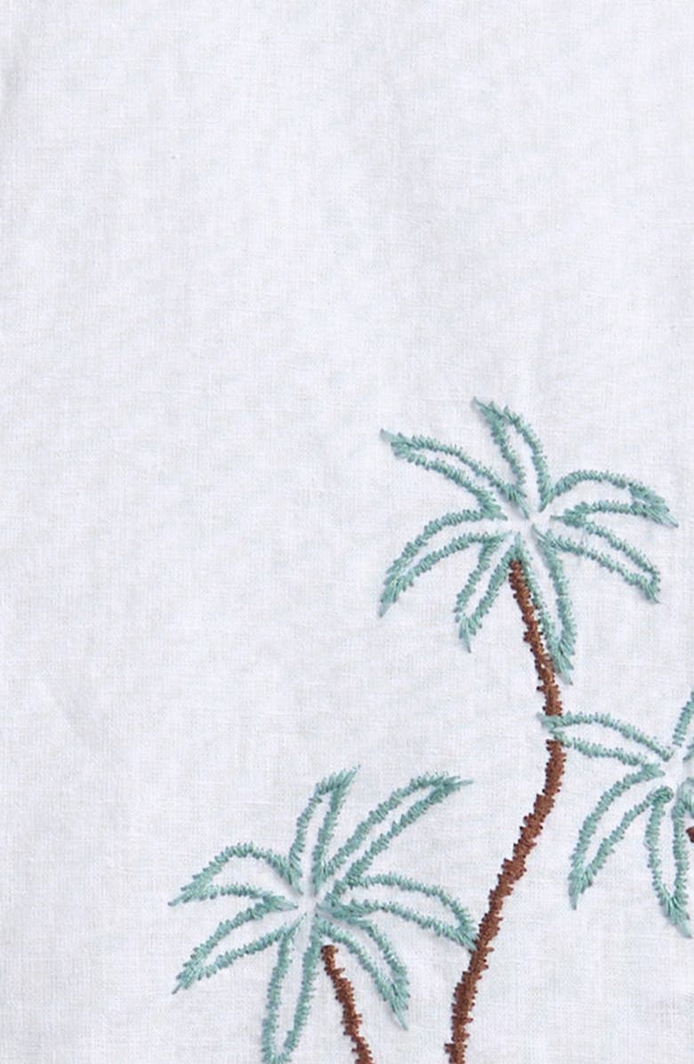 NEXT Kids' Palm Embroidered Linen & Cotton Button-Up Shirt, Alternate, color, White