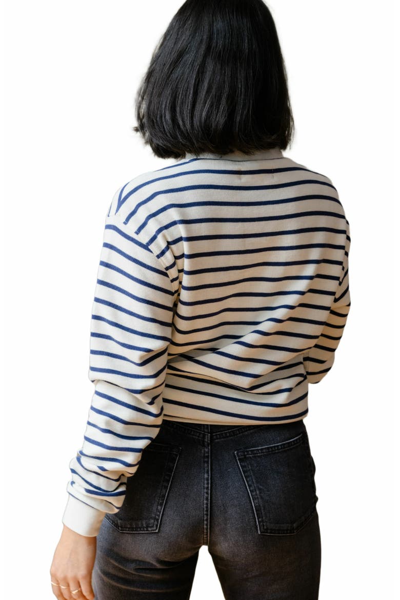 Brea Waffle Sweatshirt, Alternate, color, Midnight/Almond Stripe