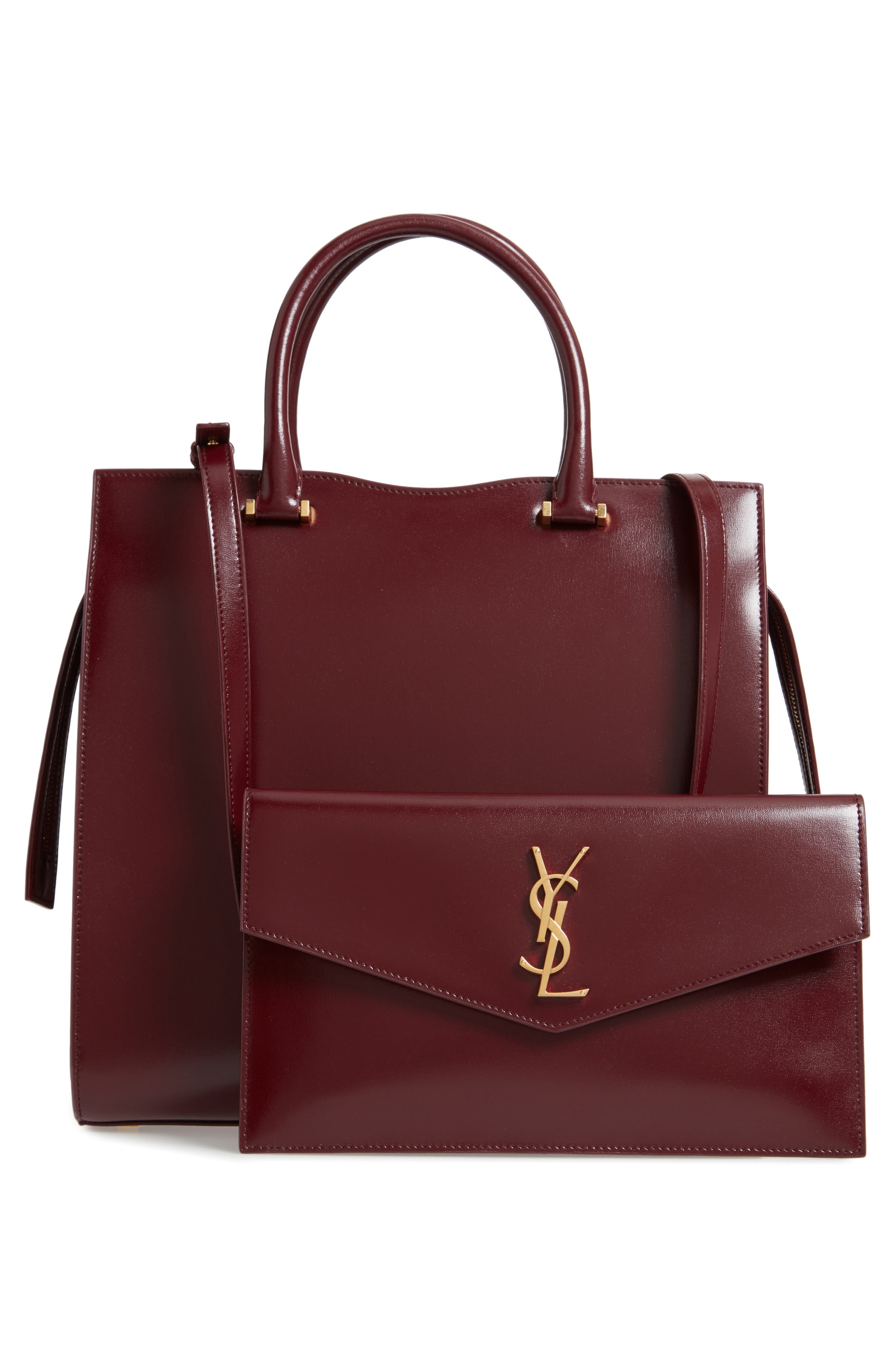 Saint Laurent Medium Uptown Cabas Leather Satchel, Alternate, color, 