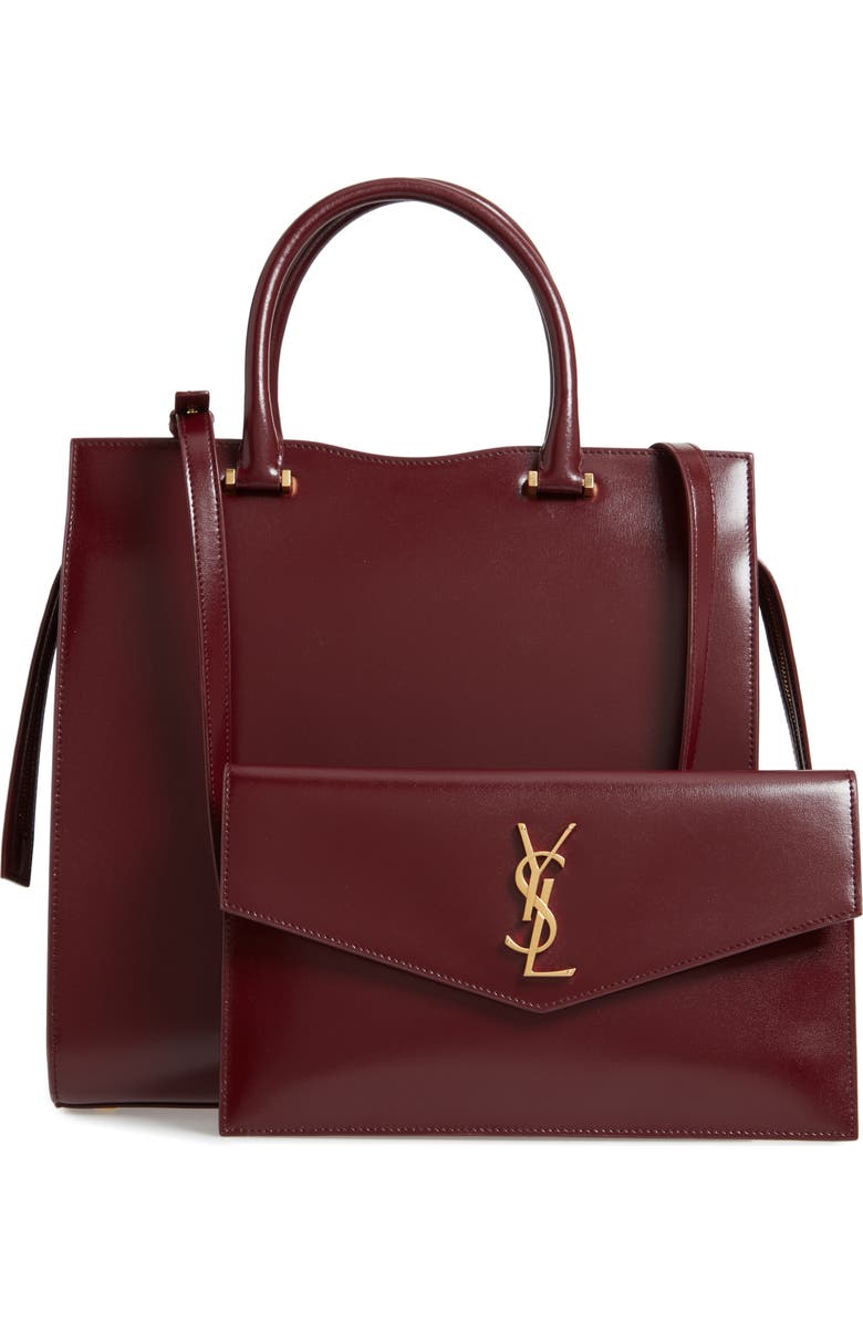 Saint Laurent Medium Uptown Cabas Leather Satchel, Alternate, color,