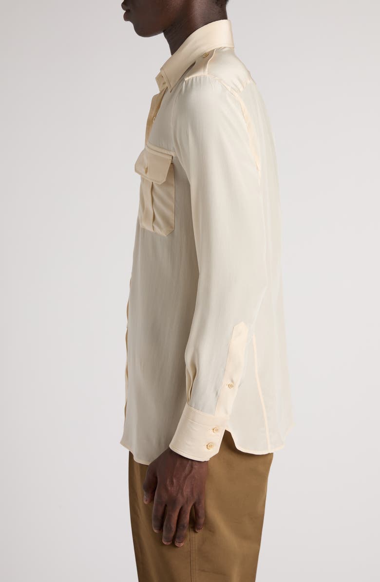 TOM FORD Silk Crêpe de Chine Military Shirt, Alternate, color, 