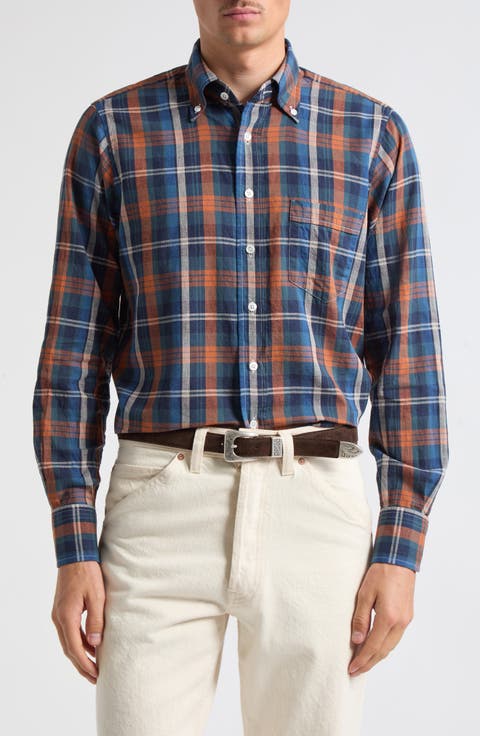 Plaid Cotton Oxford Button-Down Shirt