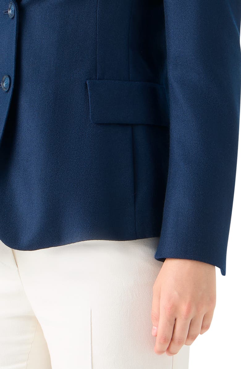 Akris Hans Herringbone Cashmere Blazer, Alternate, color, Navy