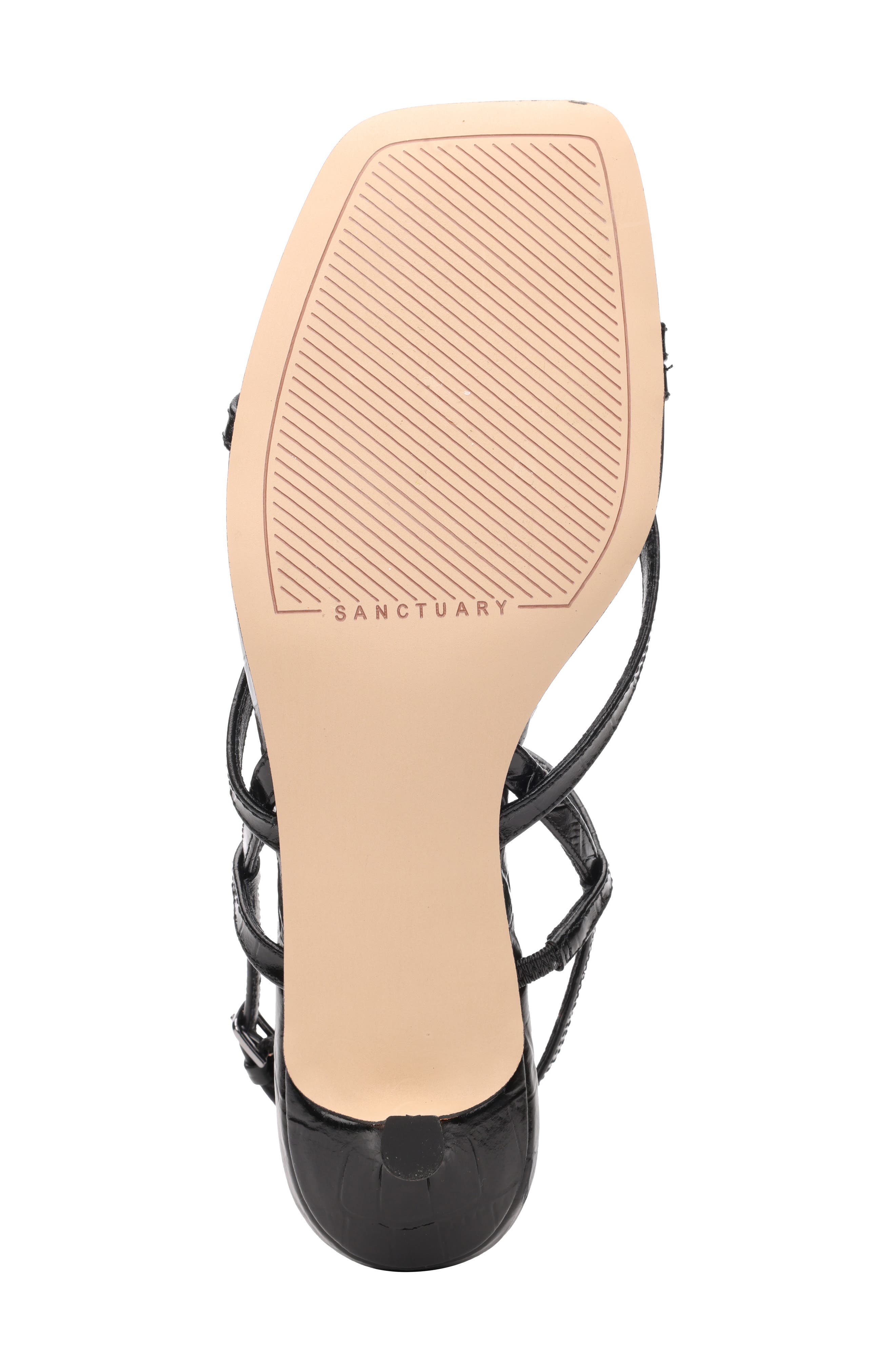 Sanctuary Energy Croc Embossed Kitten Heel Sandal, Alternate, color, Black