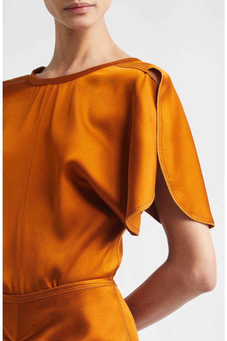 Draped Crepe Back Satin Top, Alternate, color, BRONZE