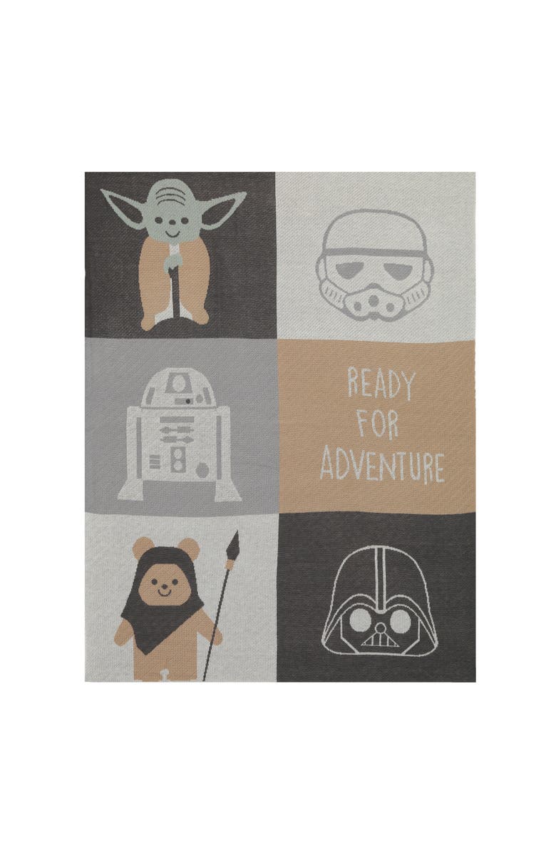 Lambs & Ivy Star Wars The Force Knit Baby Blanket - Yoda/Ewok/R2-D2/Vader, Main, color, Brown Multi