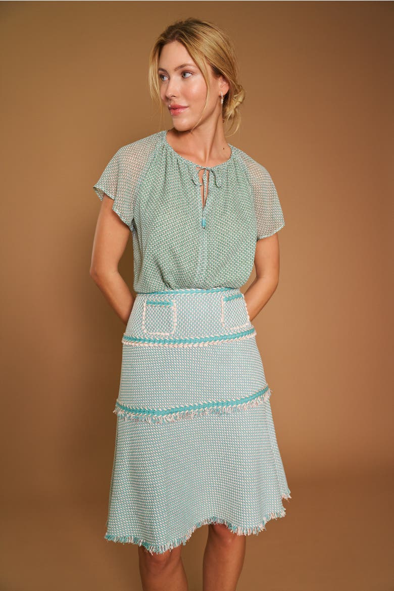 Printed Silk Georgette Blouse, Alternate, color, Mint