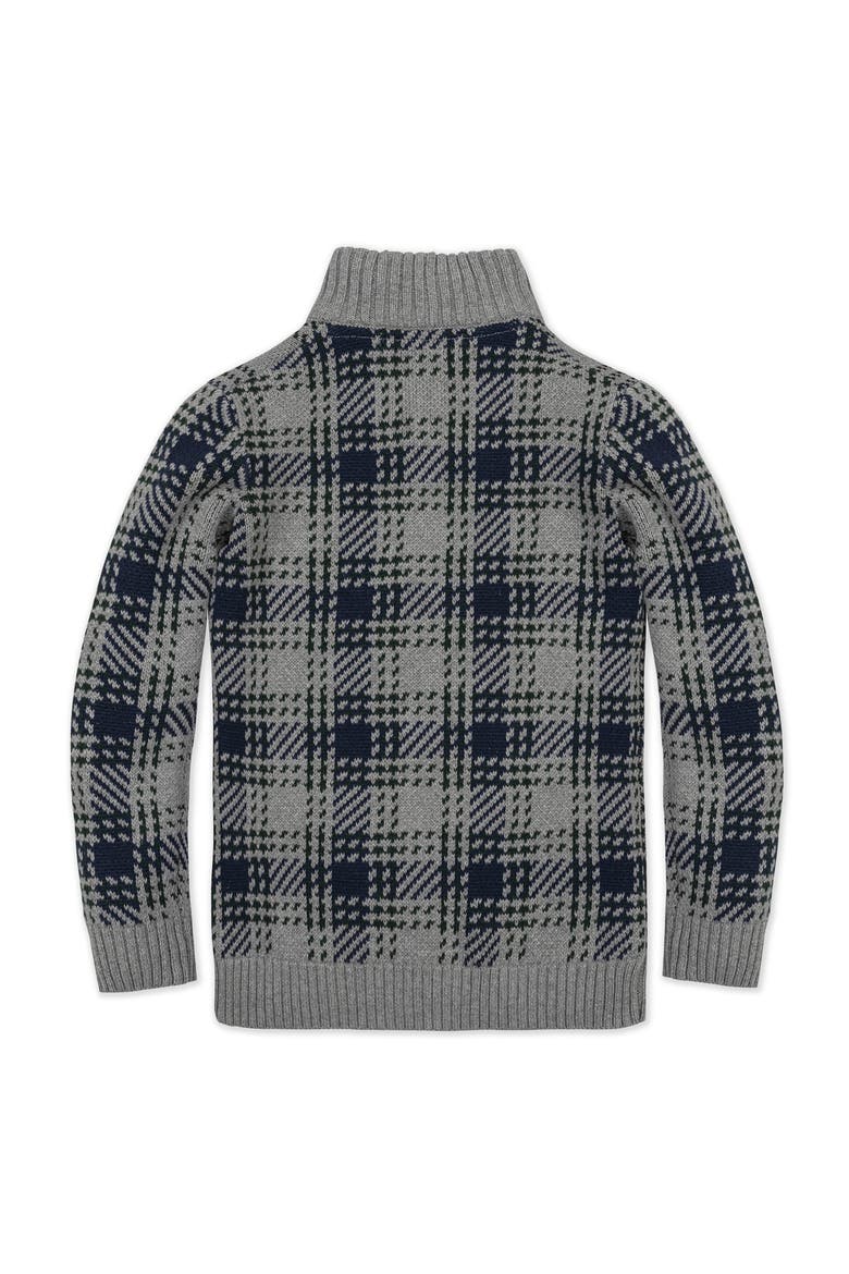 Kids' Organic Mock Neck Intarsia Sweater, Alternate, color, Classic Gray Plaid Intarsia