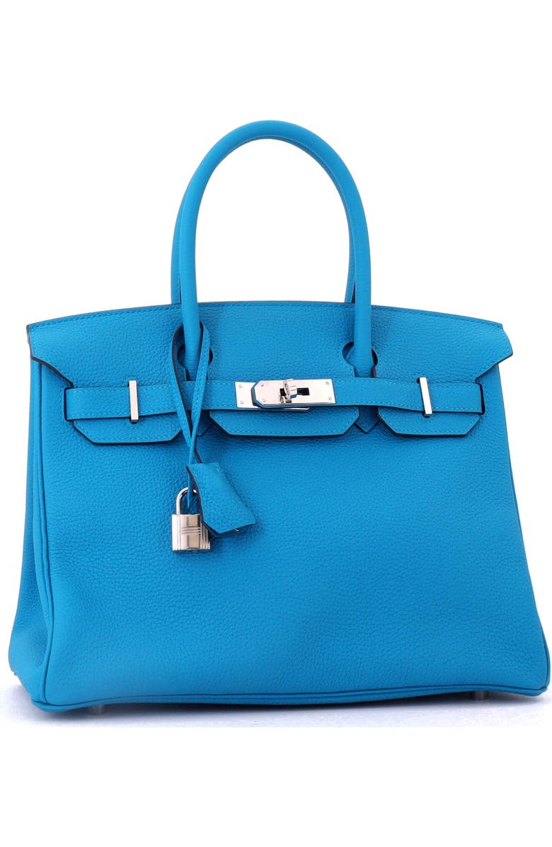 Pre-Owned Hermes Birkin Handbag Blue Togo with Palladium Hardware 30, Alternate, color, Bleu Zanzibar