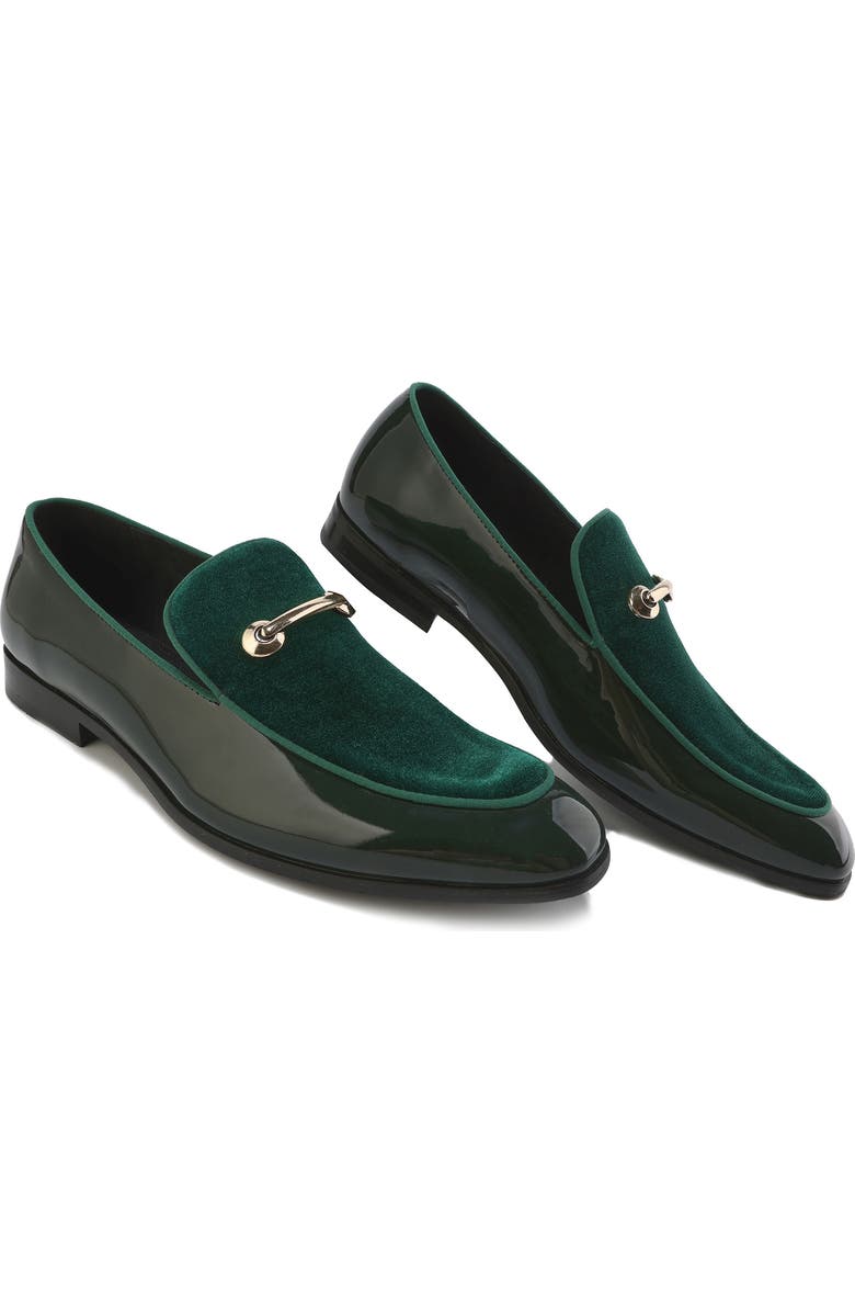 Gino Vitale Velvet & Patent Leather Bit Loafer, Alternate, color, Green