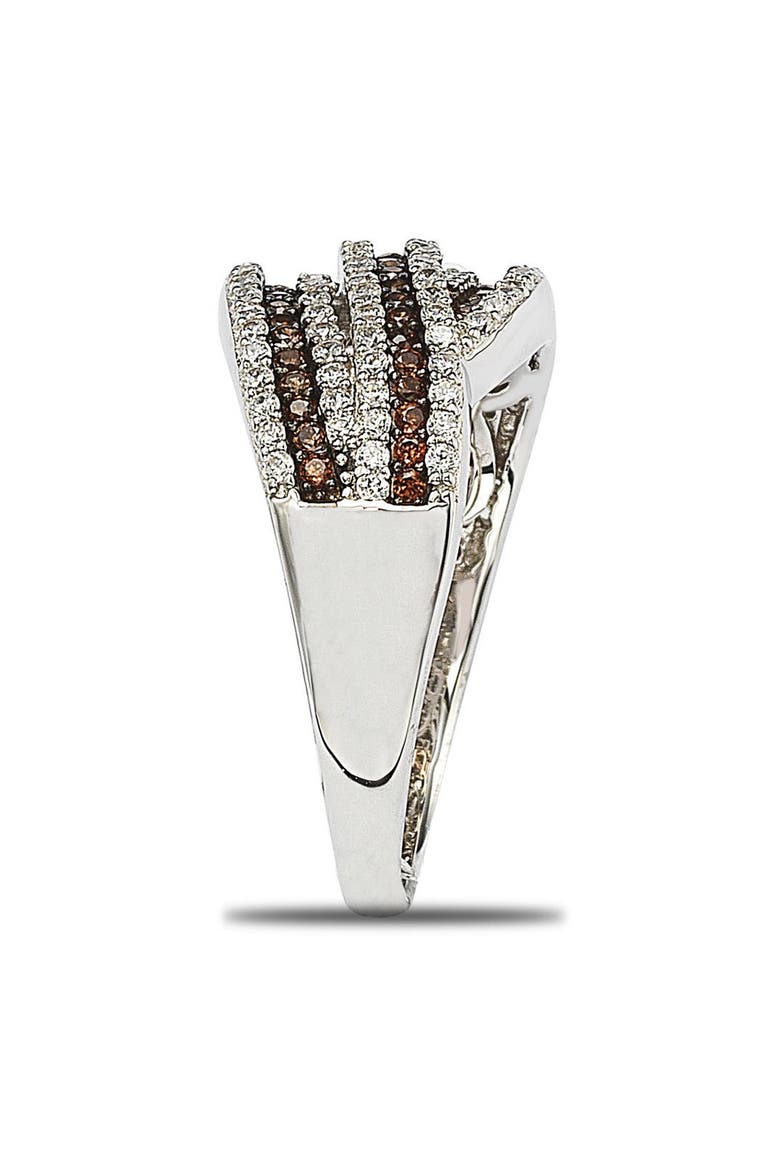 Sterling Silver White & Chocolate CZ Ring, Alternate, color, BROWN