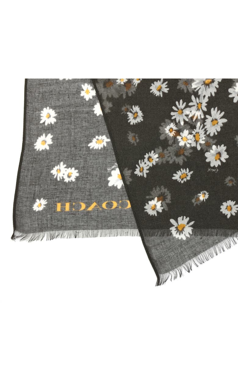 COACH Daisy Cluster Oblong Scarf, Alternate, color, Black/ Chalk