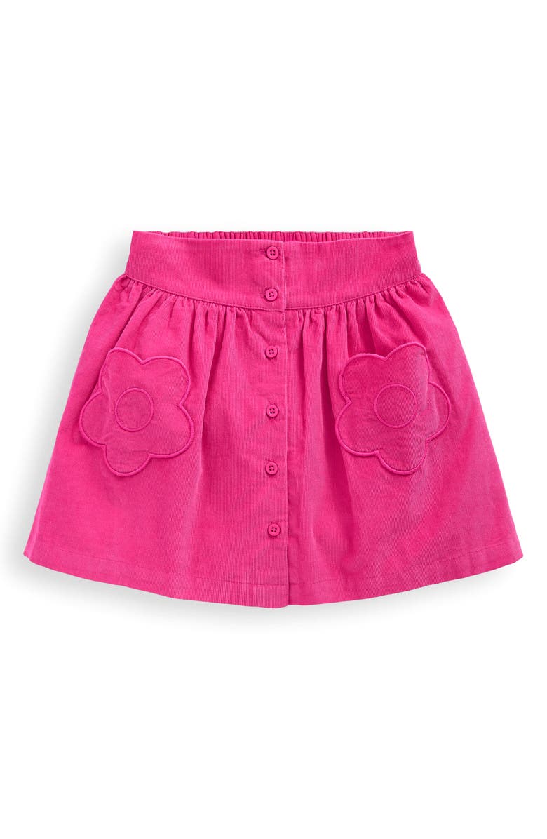 Mini Boden Kids' Corduroy Flower Pocket Skirt, Main, color, Raspberry Pink