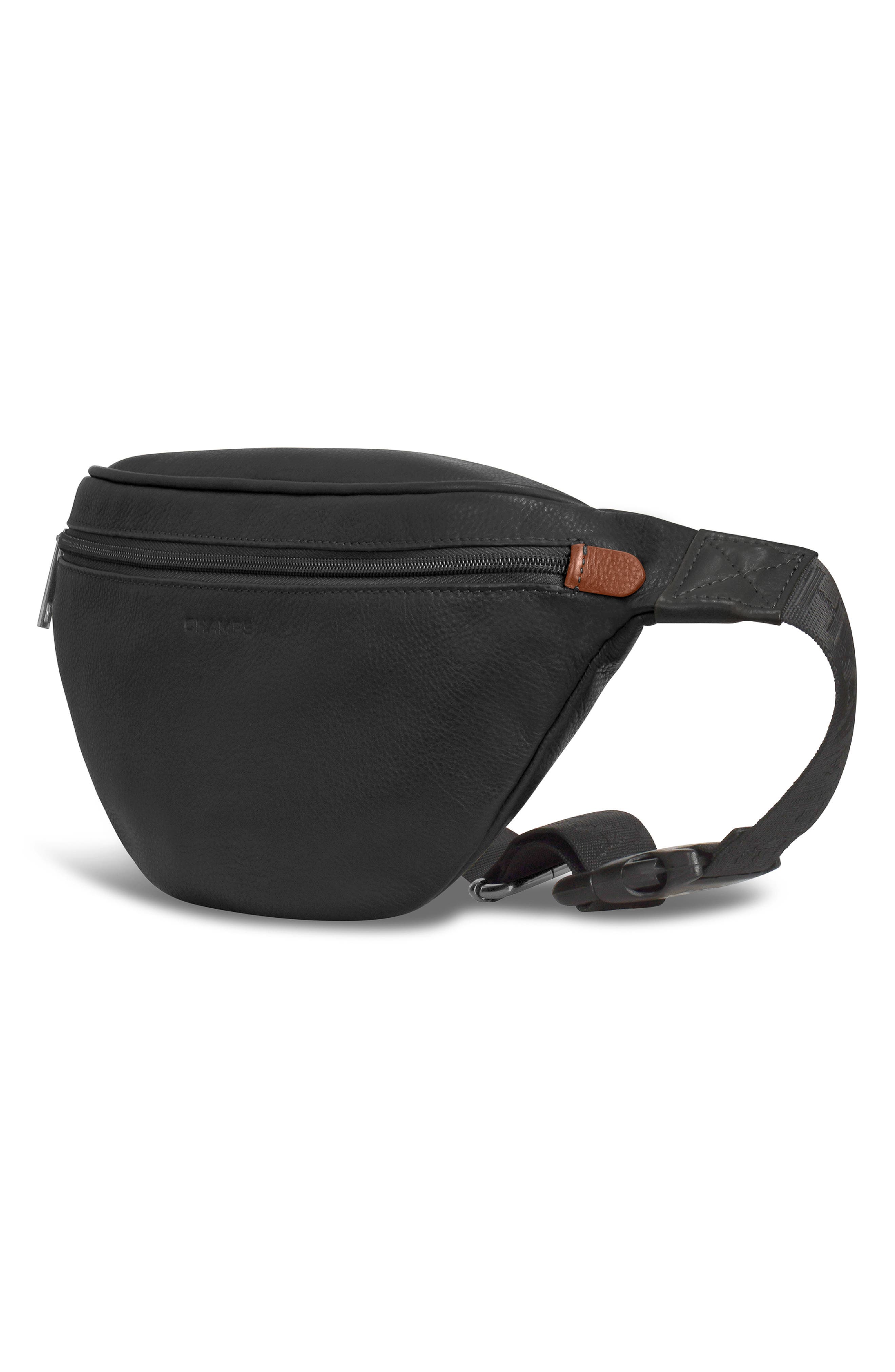 CHAMPS Onyx Leather Waist Pack, Alternate, color, Black