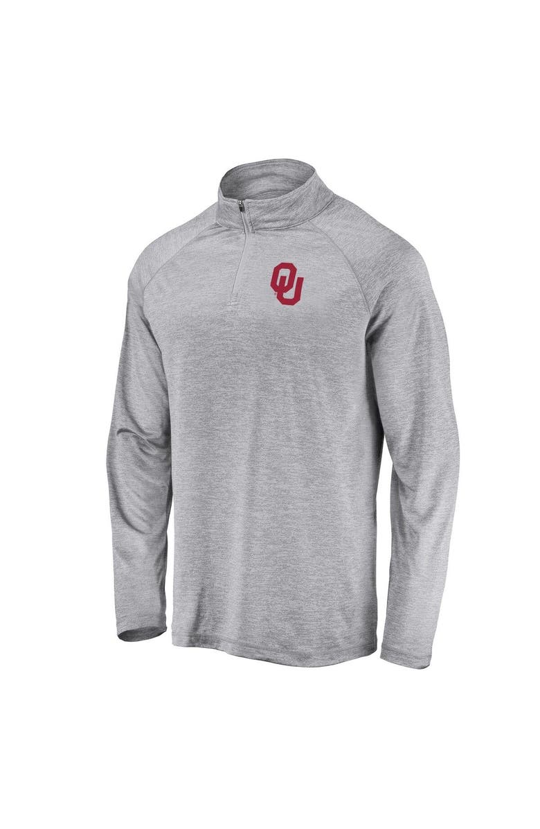 FANATICS Men's Fanatics Branded Gray Oklahoma Sooners Striated Raglan Lightweight Quarter-Zip Top, Alternate, color, 