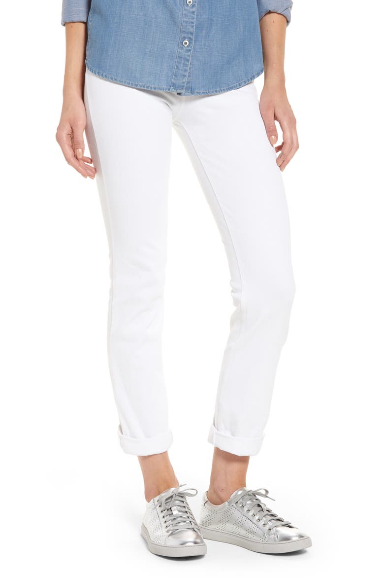 'Lyssentials Boyfriend High Rise Denim Jeans, Main, color, WHITE