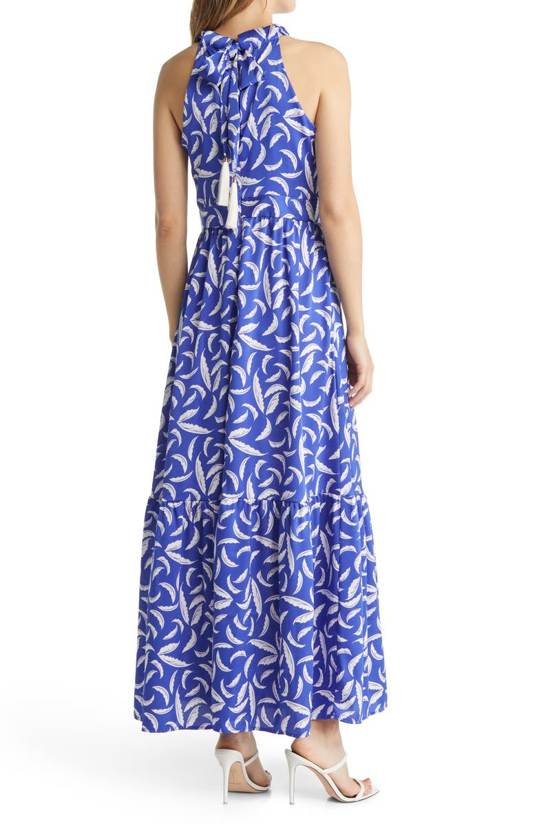 Tahari ASL Leaf Print Stretch Charmeuse Maxi Dress, Alternate, color,