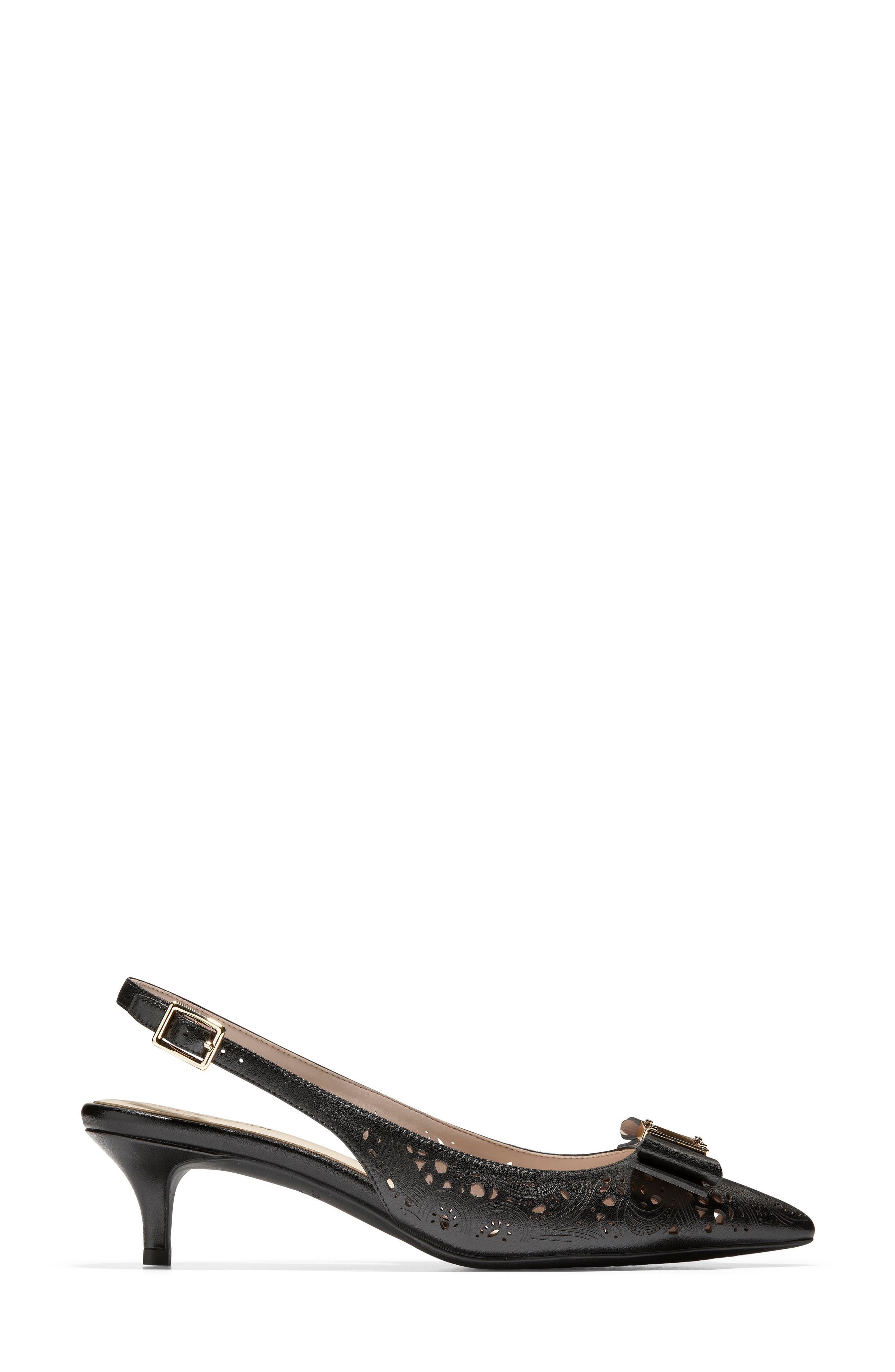Tali Bow Slingback Pump, Alternate, color, BLACK/ BLACK LEATHER