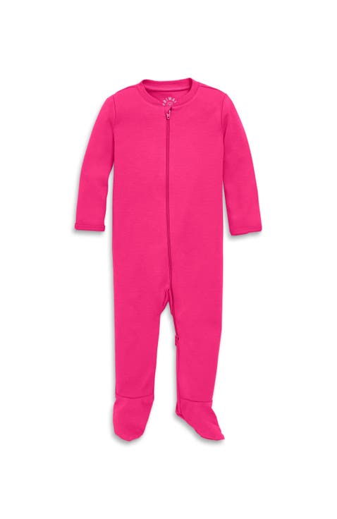 Baby Organic Zip Footie In Solid