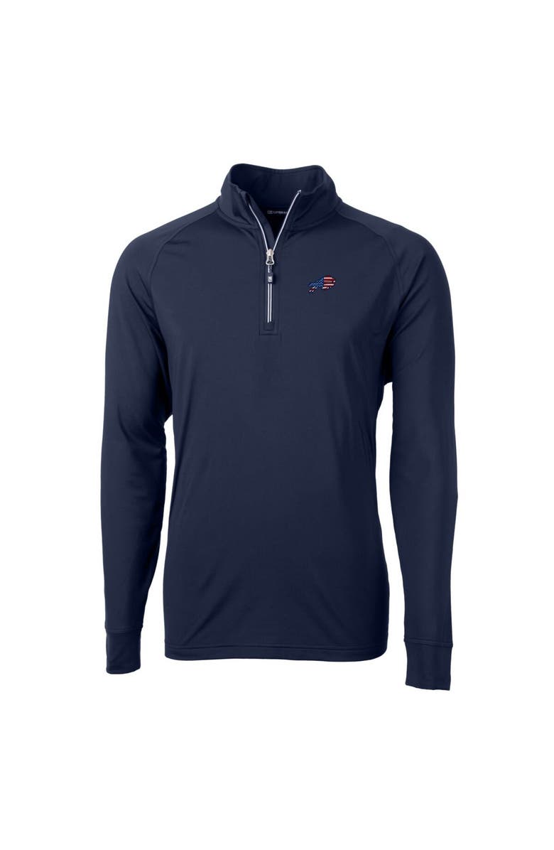 Cutter & Buck Men's Cutter & Buck Navy Buffalo Bills Big & Tall Adapt Eco Knit Stretch Recycled Quarter-Zip Pullover Top, Alternate, color, 