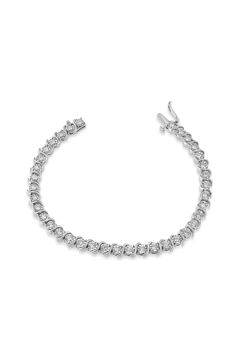 14K White Gold 1.00 Cttw Lab Grown Diamond "S" Link Tennis Bracelet, Alternate, color, White