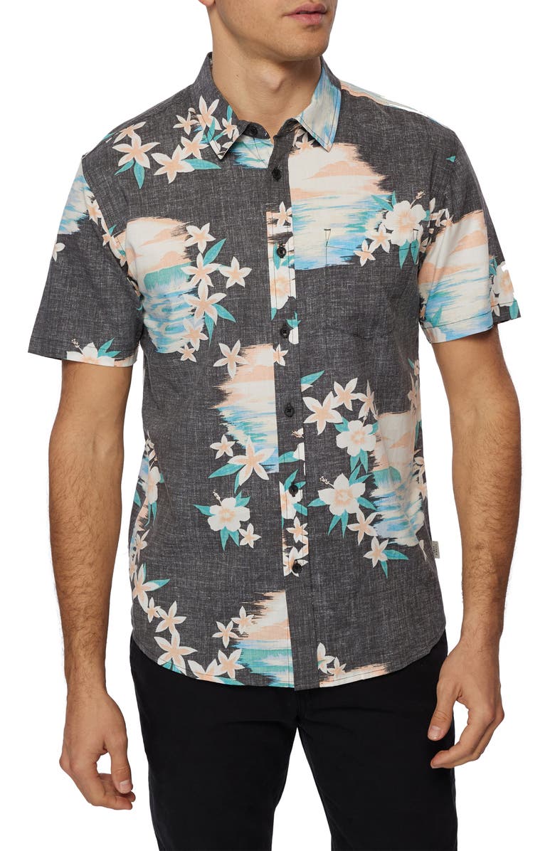 O'Neill Standard Fit Lei Over Short Sleeve Button-Up Shirt, Main, color, 