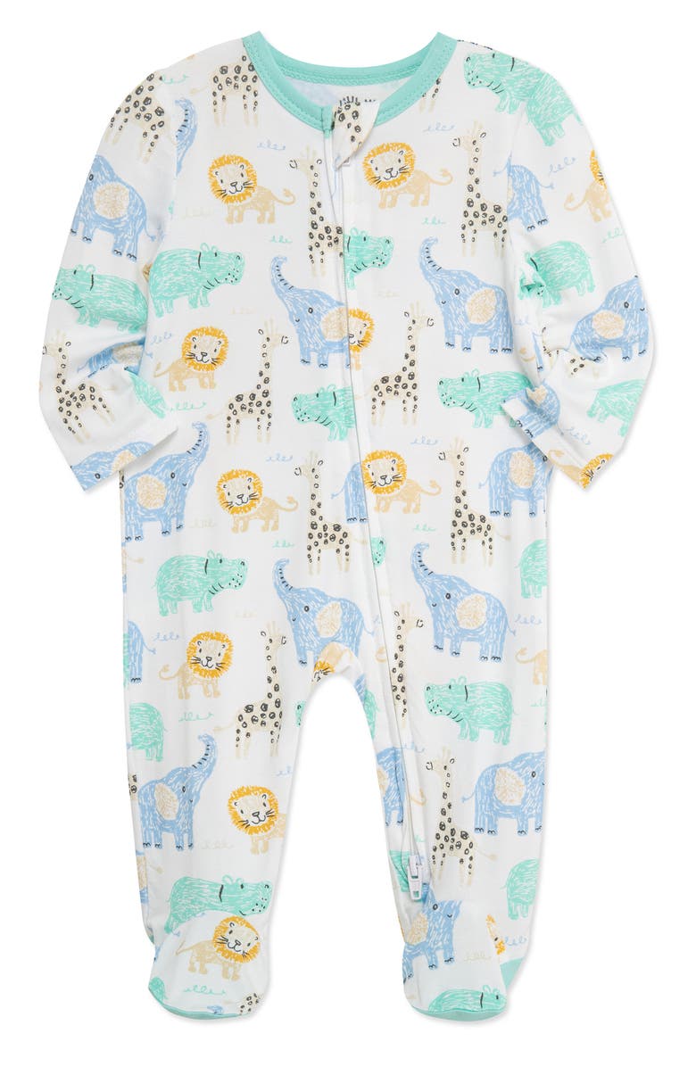 Little Me Jungle Sketch Footie, Alternate, color, Multi White