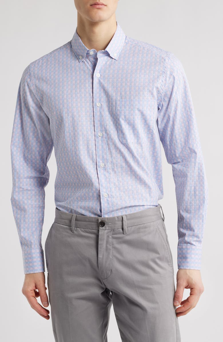 Scott Barber Multicolor Check Cotton Jacquard Button-Down Shirt, Main, color, 