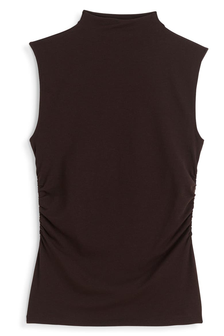 Ruched Mock Neck Sleeveless Top, Alternate, color, MOLASSES