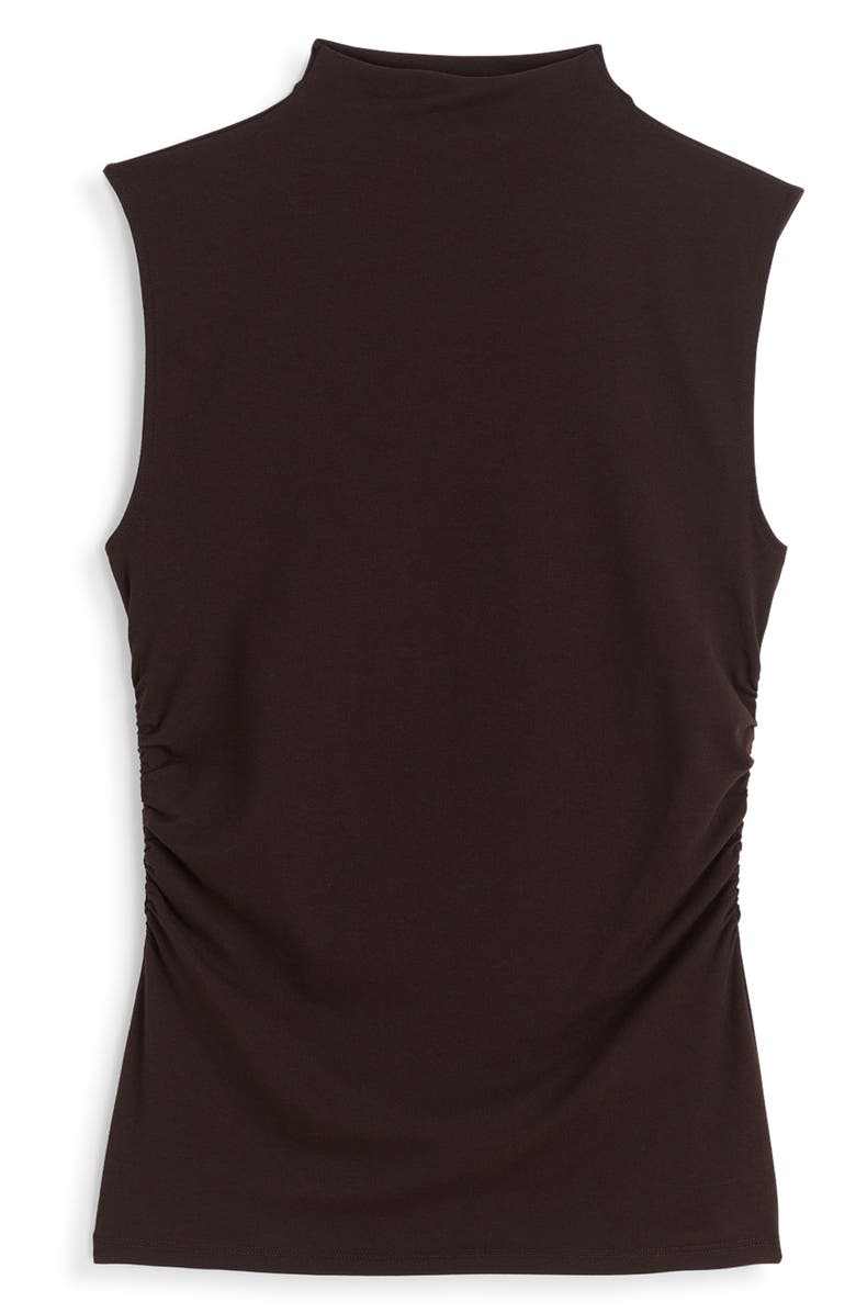 Madewell Ruched Mock Neck Sleeveless Top, Alternate, color, Molasses
