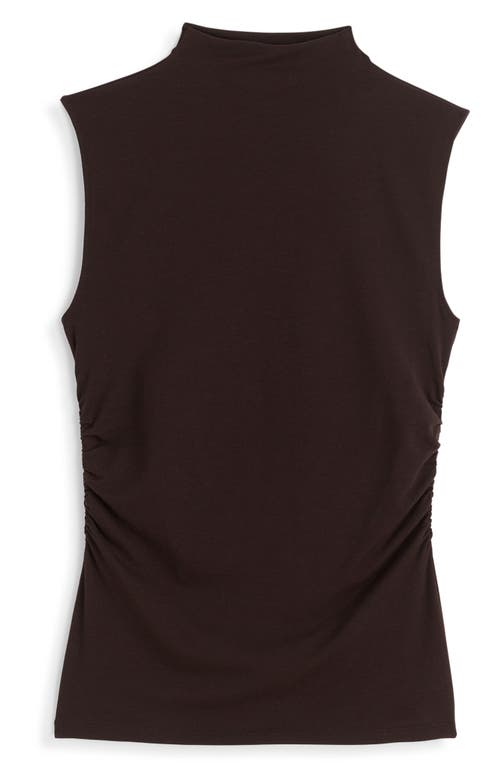 Madewell Ruched Mock Neck Sleeveless Top In Brown
