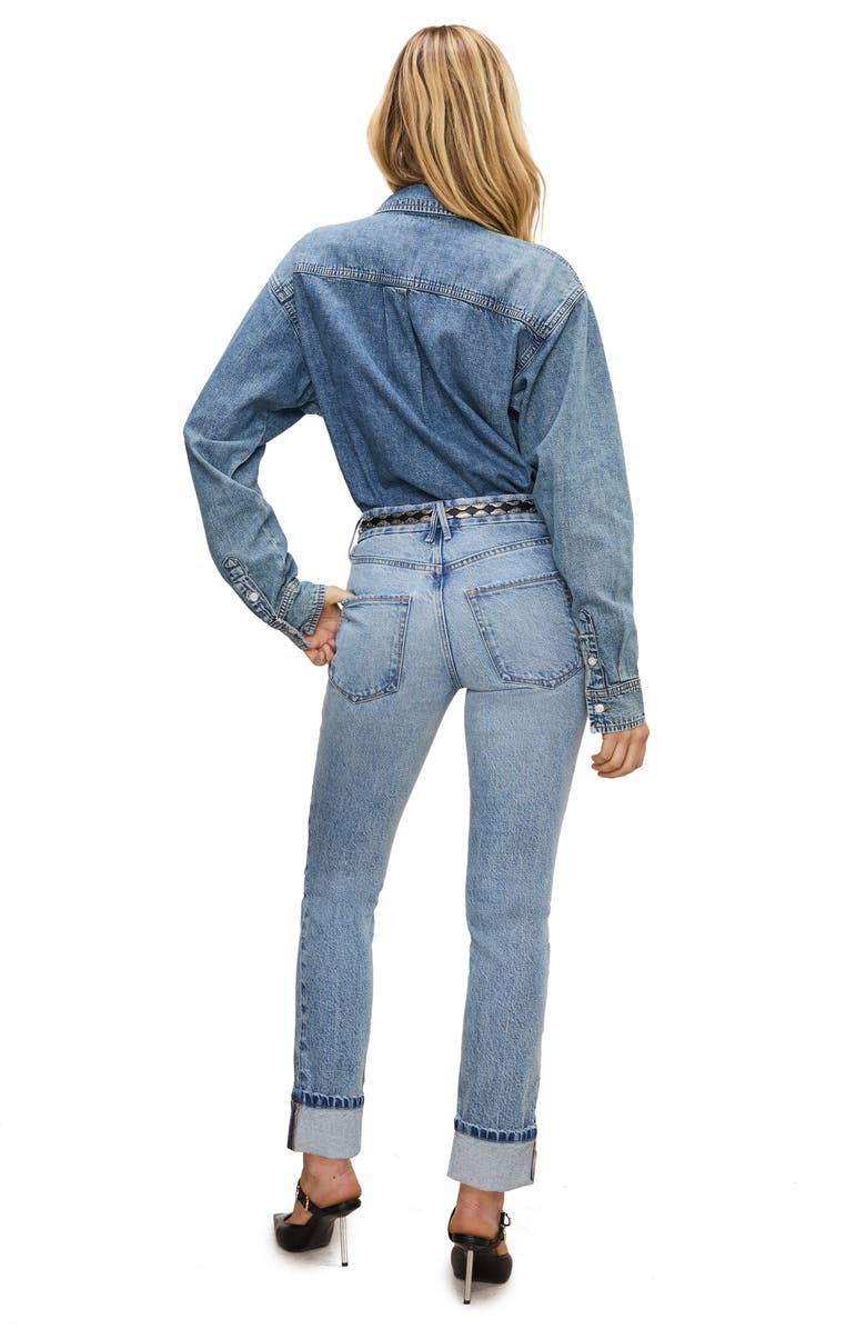 Good American Good Classic High Waist Slim Straight Leg Jeans, Alternate, color, Indigo754